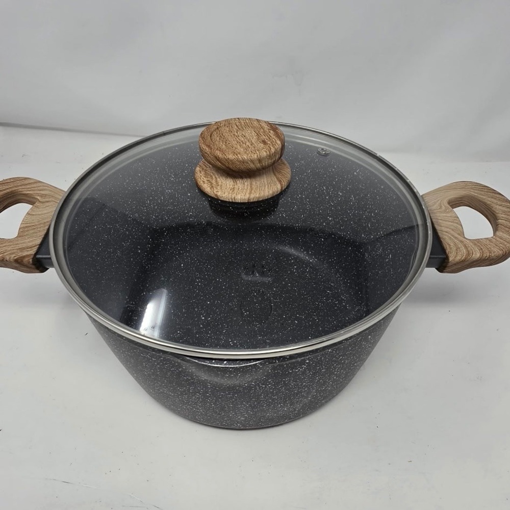 Country‎ Kitchen Stockpot Unisex OS Black Excellent Wood Look Handles Nonstick
